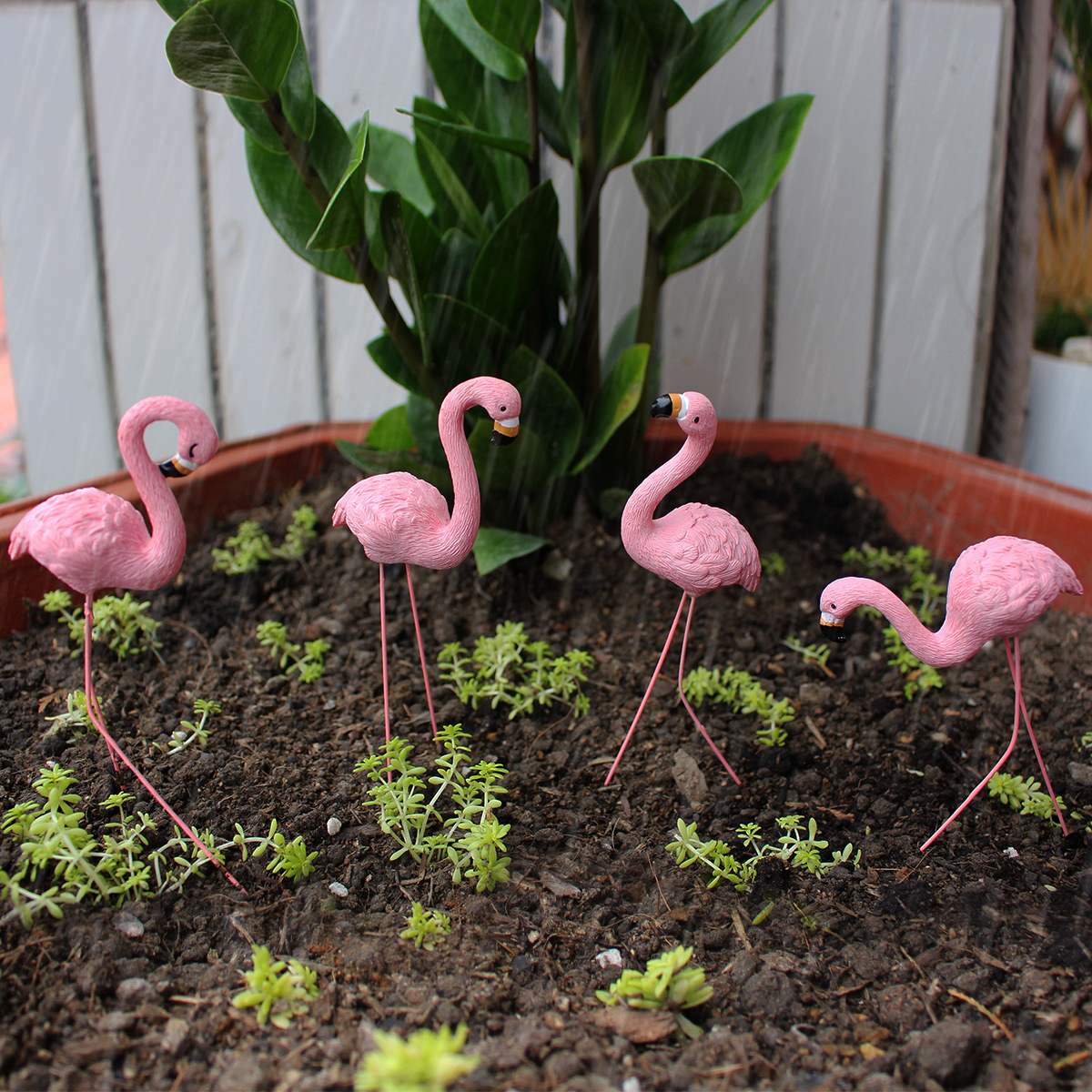  exclusive for  direct supply pink flamingo suit garden landscape decorations garden resin plug-in 