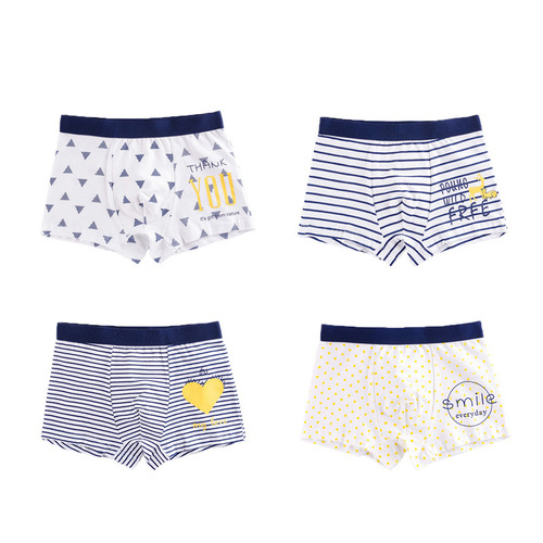 Children's underwear, unisex pure flat corner cotton shorts for students, small, medium, and large children, cartoon car-themed boys' four corner pants, dropshipping