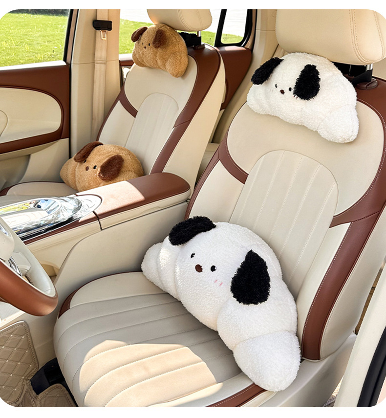 Blue Rain New Product Car Headrest Neck Pillow Creative Plush Car Seat Cushion Waist Pillow Cute Car Lumbar Support
