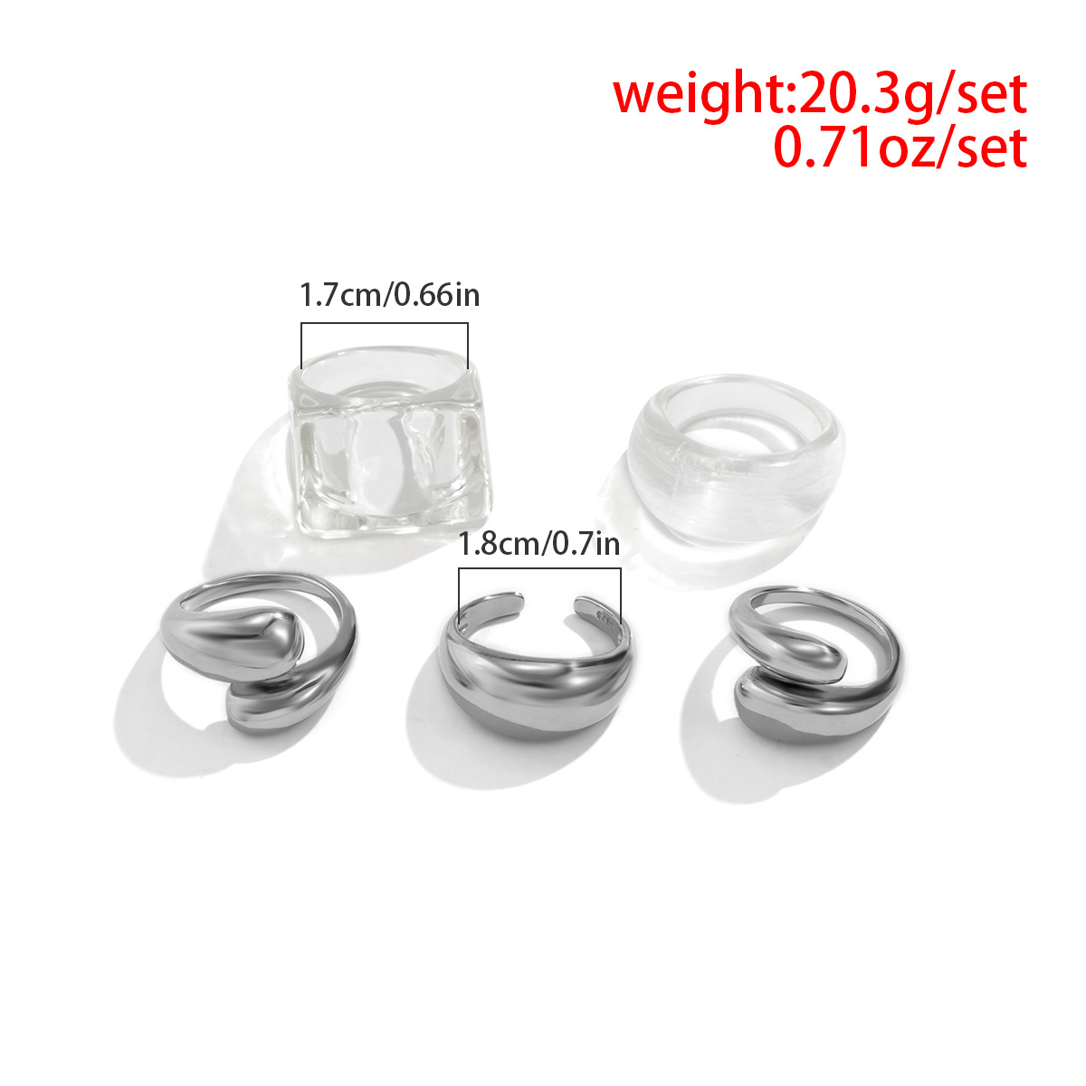 Irregular Opening Adjustable Ring Set Transparent Acrylic Simple Joint Alloy Ring display picture 1