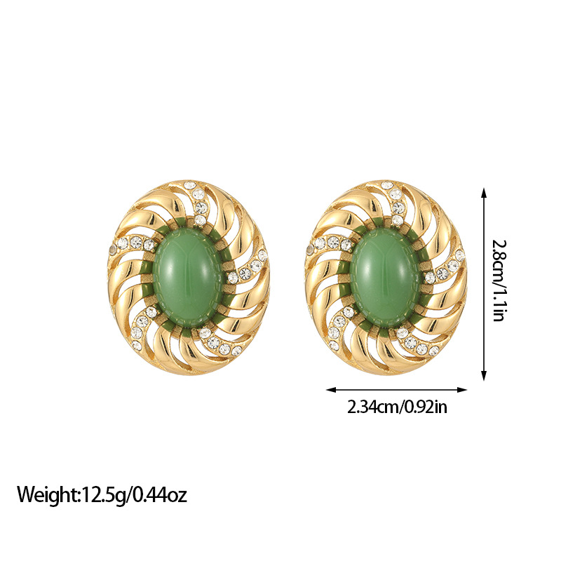 22g Weight Titanium Steel Ear Needle Material Ear Studs Classification 1 Pair Quantity Holiday, Daily Occasion Titanium Steel Material Oval Pattern All Seasons Season Women's Gender Plating Design Vacation, Classic Style Style 1 Pair Vacation Classic Style Oval Plating Titanium Steel Ear Studs 2