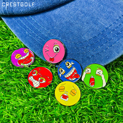 Golf Ball Marker Clip Emoji Hat Clip Golf 25mm Magnetic Ball Position Marker Creative Clip Hat 6/Pack