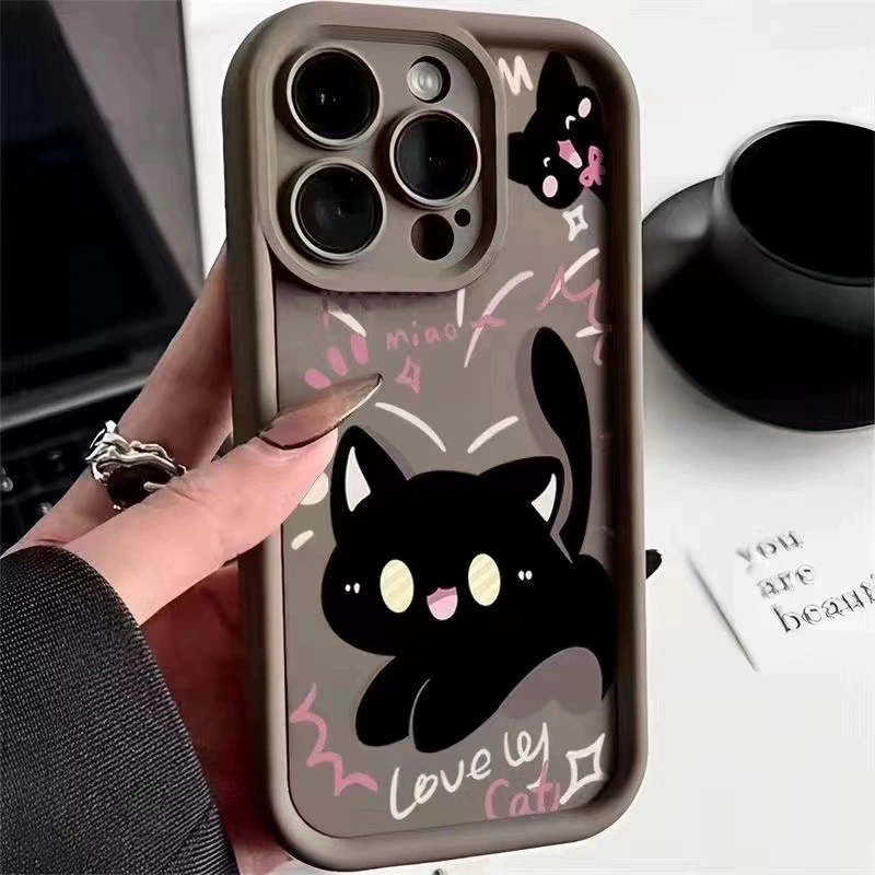 Чехол для телефона (совместимый с Apple) для множества моделей iPhone, милый принт котика, защита от ударов