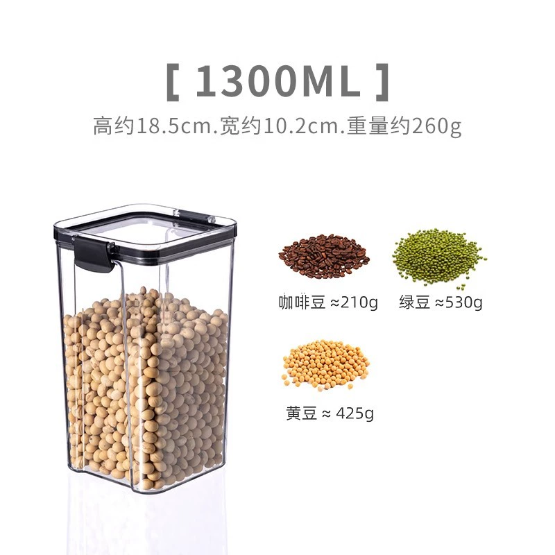 Food-grade Plastic Airtight Kitchen Storage Jars, Stackable, 460–1800 ml Sizes