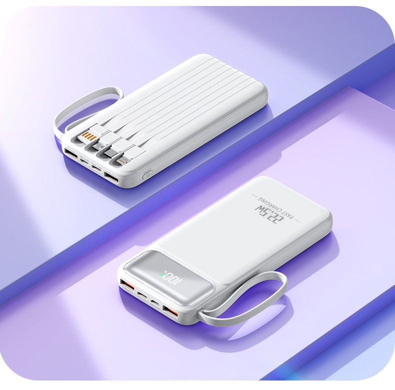 3C certified cross-border wired fast charging portable charger with customized digital display slim 10000mah mobile power bank