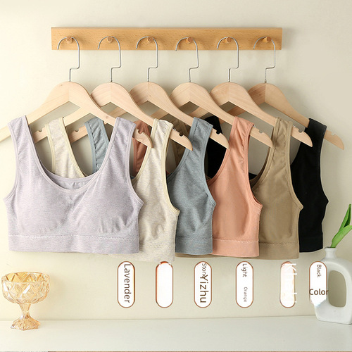 Cotton Fixed Cup Bandeau Underwear Sports Breathable Comfortable Plus Size Vest Women's Push-Up Bra for Breast Support