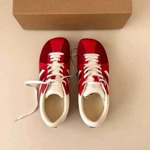 Ruth Same Style Genuine Leather Red German Training Shoes Women's 2025 New Vintage Colorblock Zebra Shoes Casual Sports Forrest Gump Shoes