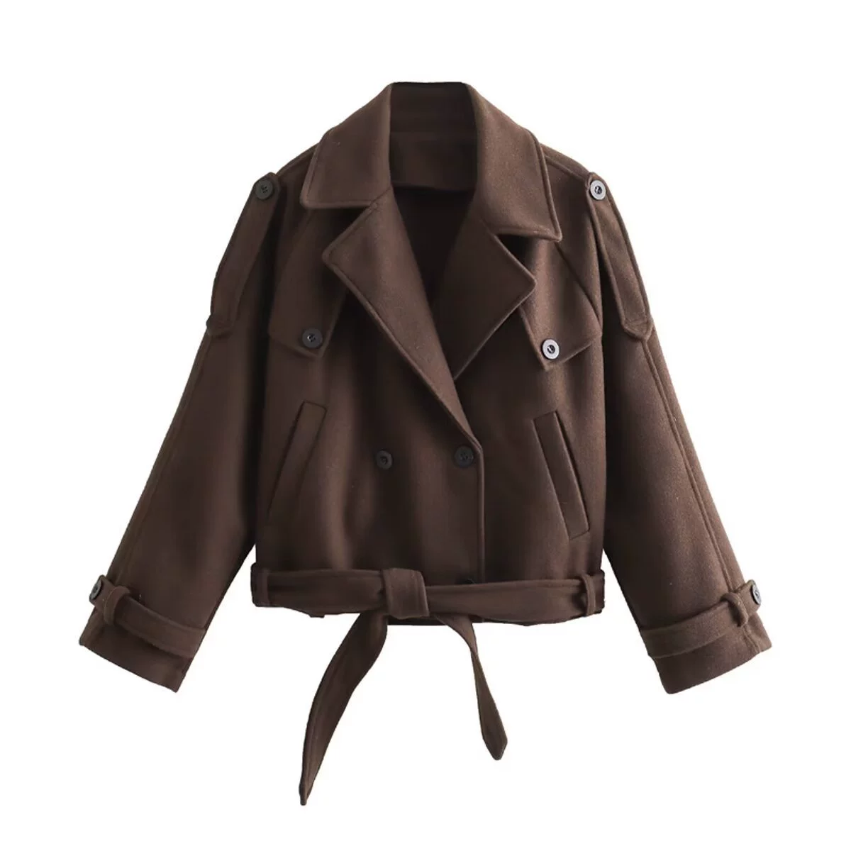 Пальто oversize, европейский стиль, для отдыха, коричневый, размеры XS–L, модная свободная посадка