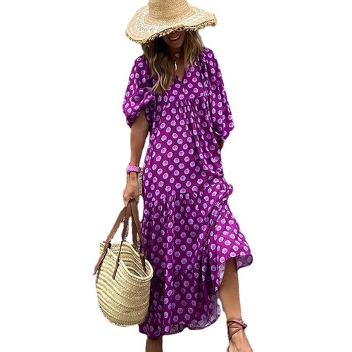 Geometric Print Bubble Sleeve Dress for Street Style, Bestselling Item in Autumn Independent Store, Plus Size Women's Fashion