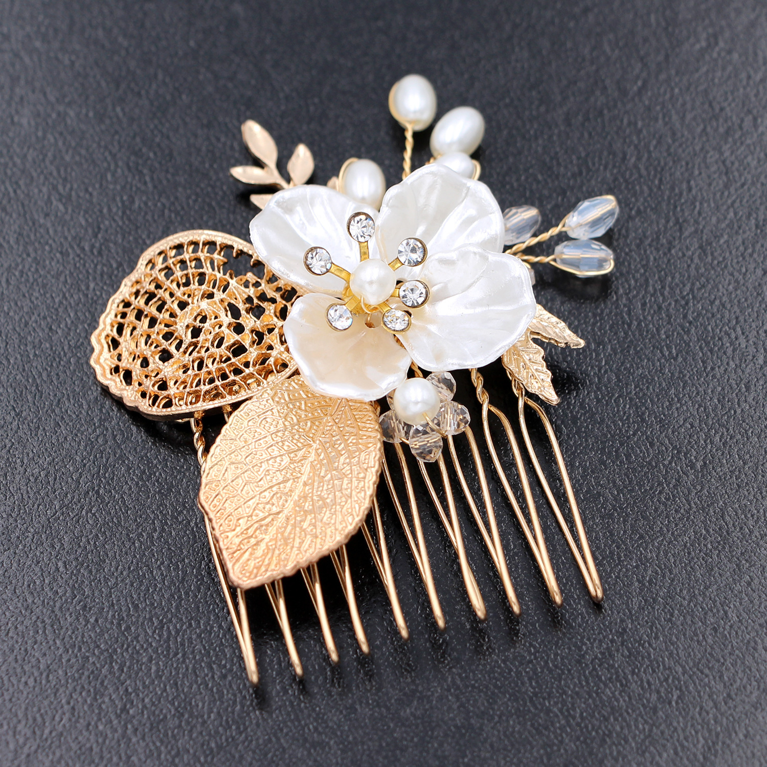 Ebay Headwear Golden Leaf Hair Comb Bridal Headwear Hairpin Accessory Wholesale