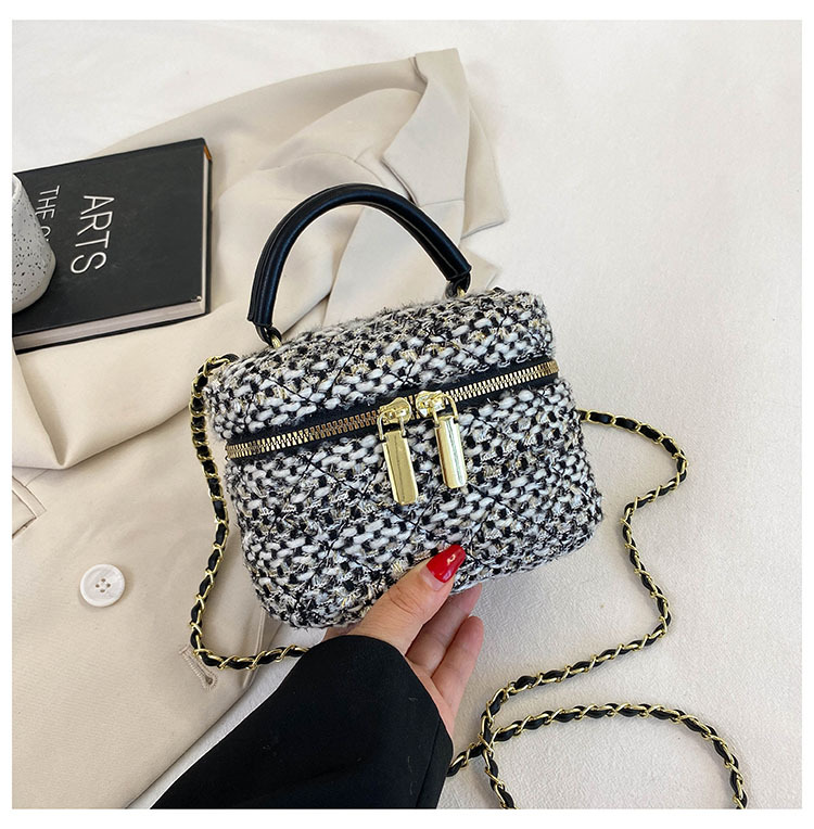 2023 borsa a tracolla scozzese semplice a tracolla in lana intrecciata di nuovo stile, piccola borsa quadrata per donna_voghion.com