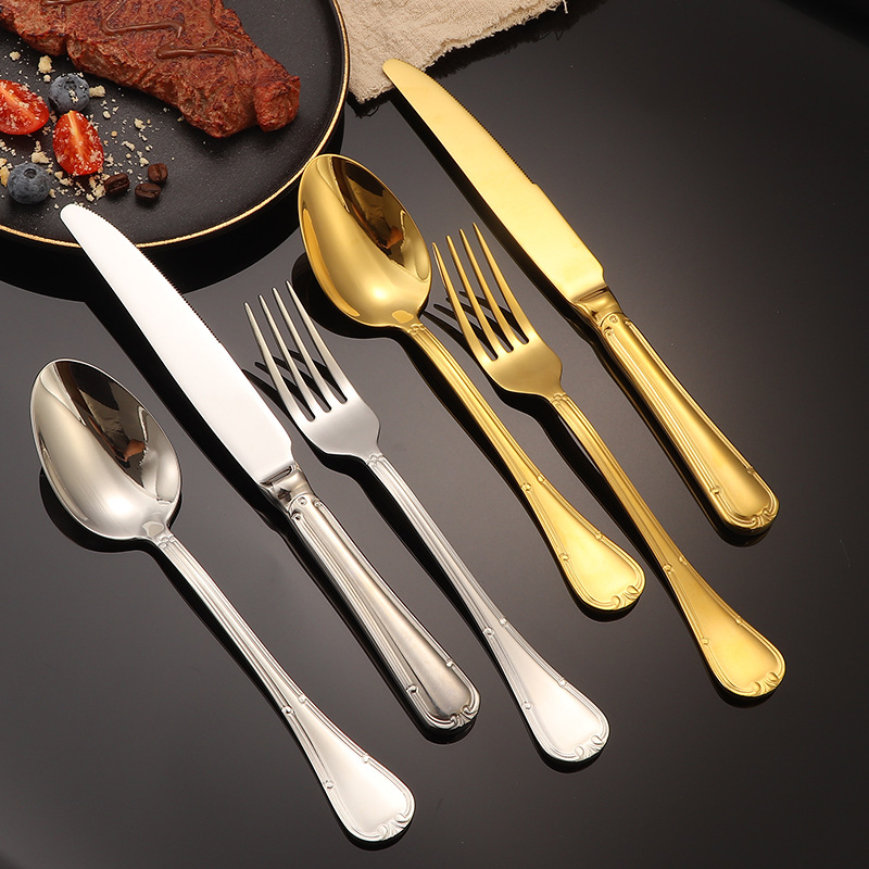 Cross-border 304 cuchillo y tenedor de acero inoxidable cucharas de cubierta de alta calidad hotel cuchillo y tenedor de filete de comida occidental set de 24 piezas de caja de regalo