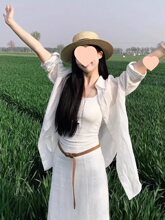 白色防晒衬衫外套女春秋2025新款宽松开衫外搭气质上衣薄款衬衣夏