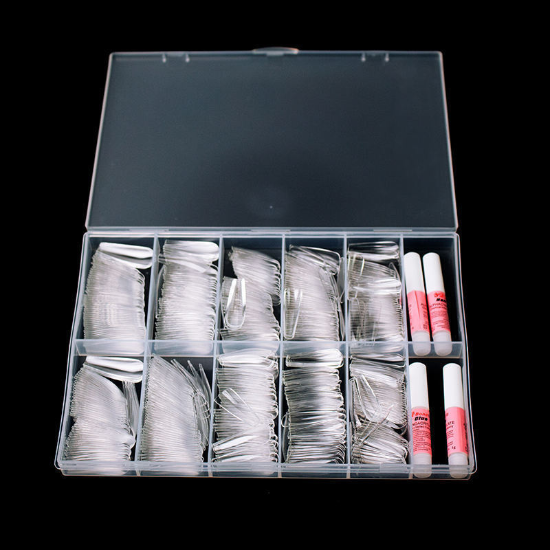 2022 factory wholesale full cover transparent French ABS short false gel nail tip with nail tip Gule gel 2022 factory wholesale full cover transparent French ABS short false gel nail tip with nail tip Gule gel