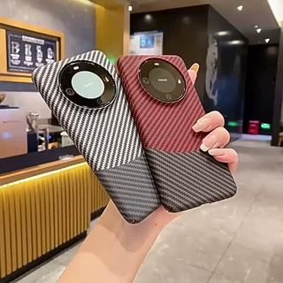 适用华为Mate60pro磁吸保护套新碳纤维纹mate60手机壳拼色PC硬壳