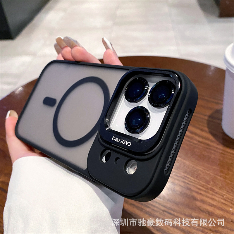 适用iPhone17promax镜头支架手机壳苹果16肤感磨砂15防摔磁吸套14|undefined