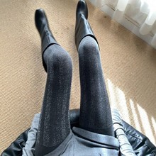 韩系小众个性银丝亮丝金葱人字纹连裤袜子辣妹加长加裆打底裤袜女