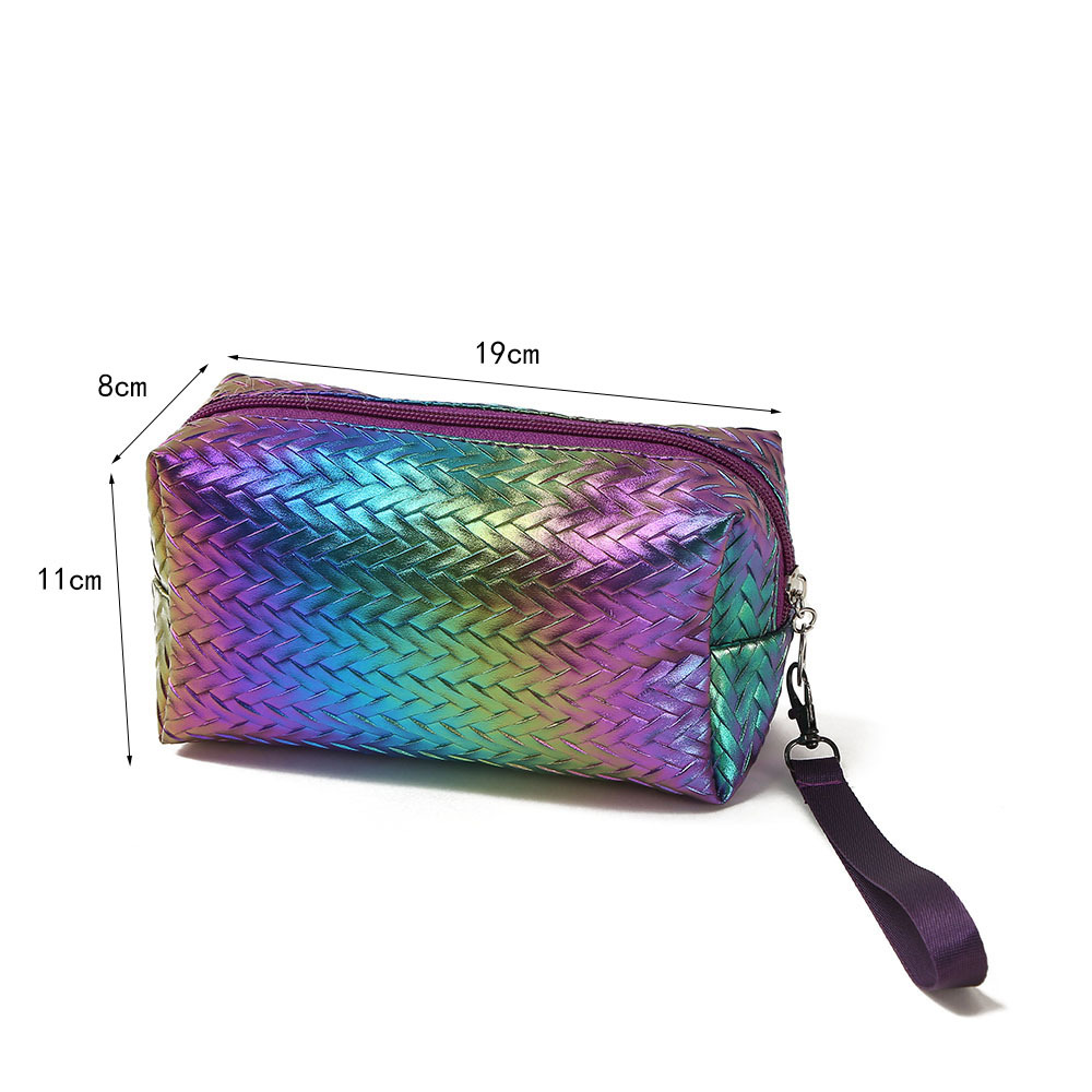 Nuevo láser trenzado maquillaje bolsa de lavado PU bolsa multifuncional bolsa de viaje impermeable bolsa de almacenamiento de mano de gran capacidad