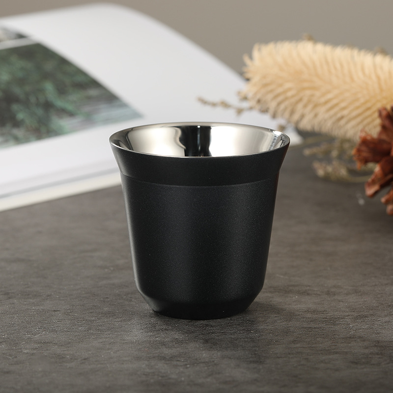 Taza de café de acero inoxidable 304, taza de doble capa para chupito, taza de espresso, taza aislada 80ml160ml250ml