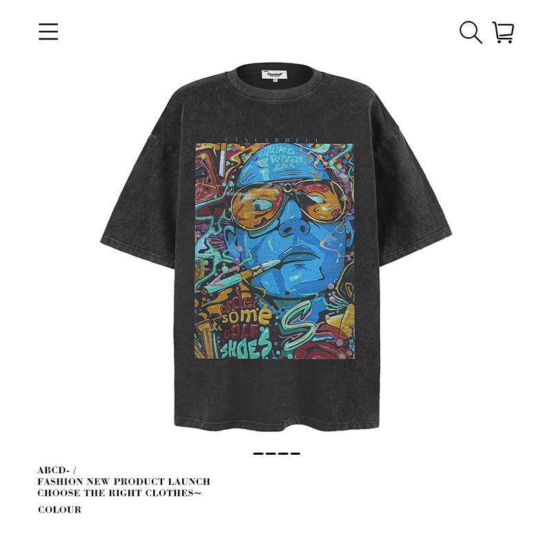 Camiseta de manga corta apilada en la calle alta de la marca de moda pesada de 250g para hombres de algodón puro con camisa de fondo suelta para hombres de verano