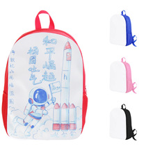 DIY印刷热转印空白书包 红色可拆卸学生双肩包跨境电商小批量定制