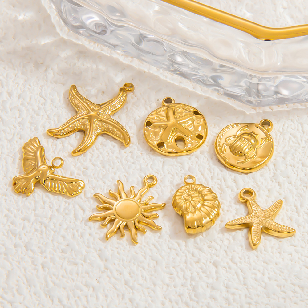 1 Piece 18.17*21.02mm 304 Stainless Steel PVD Coated Report this seller or product Sun Starfish Polished Pendant Evil Eye Jewelry display picture 2