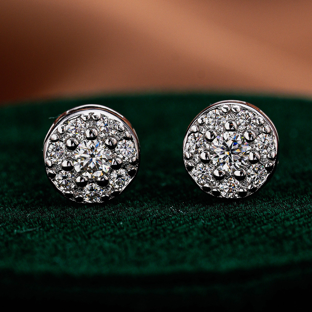 Boucles d oreilles unisexes en argent sterling 925 moissanite_voghion.com