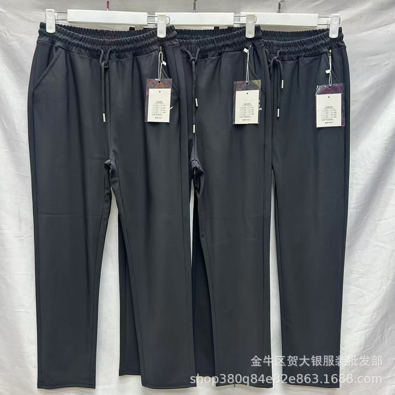 25 Autumn Quick-Drying Women's Lace-Up Casual Pants for Middle-Aged and Elderly Mothers, Large Size Straight Sports Pants, Same Style for Men and Women, Casual