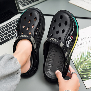 Croc Shoes Men's Summer Outer Wear Non-Slip Thick-Soled All-Inclusive Beach Sandals Men's Outdoor Sports Sandals 2025 New Style