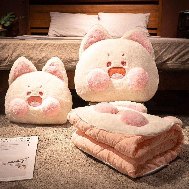분홍색과 흰색 낙서 고양이