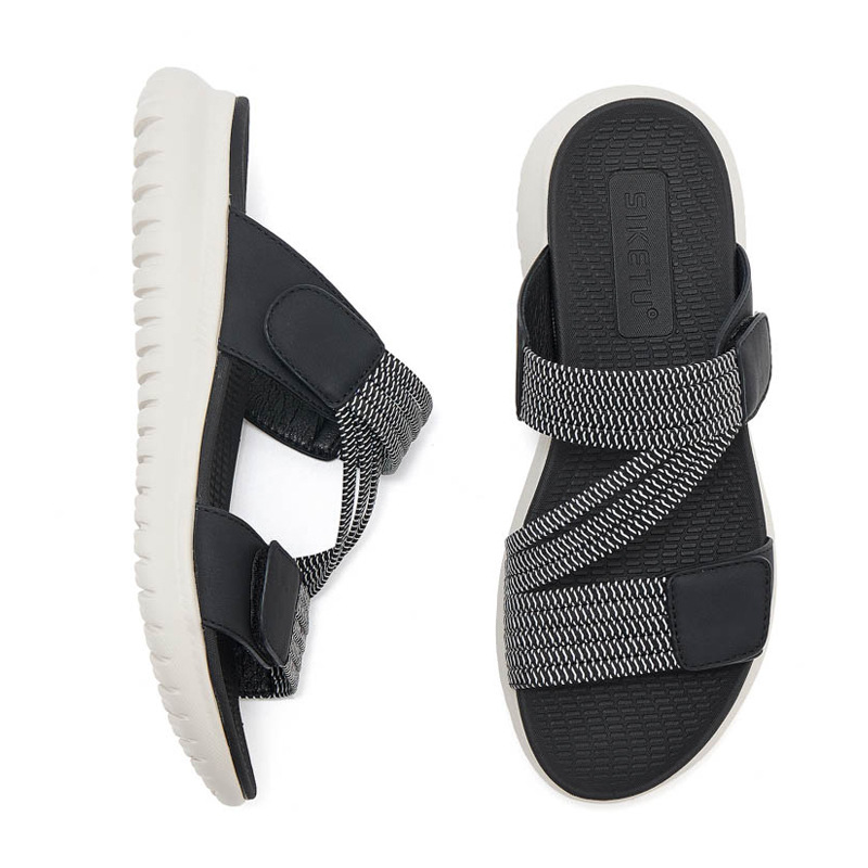 Dép sandal nữ xỏ ngón đế bệt thể thao co giãn cỡ lớn — Màu đen, Màu xanh lam, Màu mơ chi tiết 32