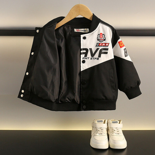 Boys motorcycle baseball jacket  spring and autumn new style children's Korean style trendy tops baby versatile clothes