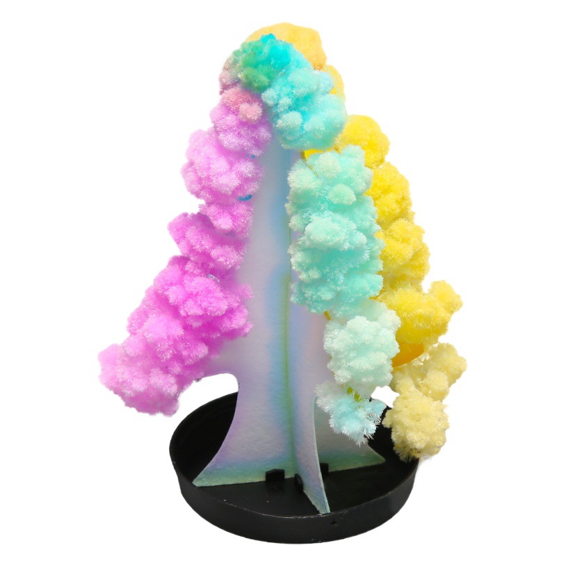 Árbol de papel floreciente colorido árbol de navidad hecho a mano diy diversión infantil rompecabezas estudiantes de primaria ciencia y educación juguetes magia cristalización