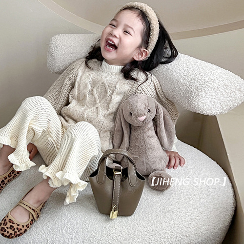 Autumn and winter European and American style mini children's and girls' hand carry concave shape vegetable basket crossbody cross-body small bag women's bag