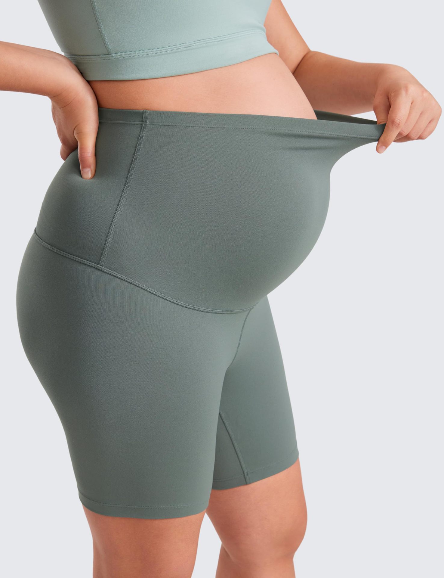 Maternity Capri Yoga Pants Belly-Support Seamless Nylon Maternity Capri Yoga Pants Belly-Support Seamless Nylon