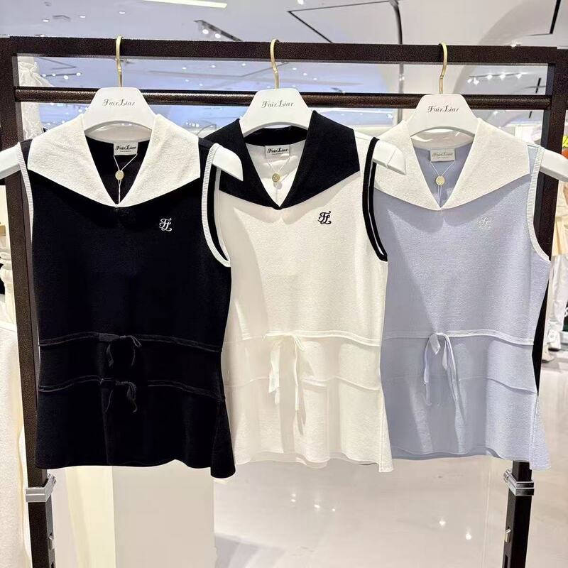 26 Summer Style Fairliar Golf Casual Women's Cooling Knit Sleeveless Waist-Cinching Vest Versatile Casual Wear 26 Summer Style Fairliar Golf Casual Women's Cooling Knit Sleeveless Waist-Cinching Vest Versatile Casual Wear