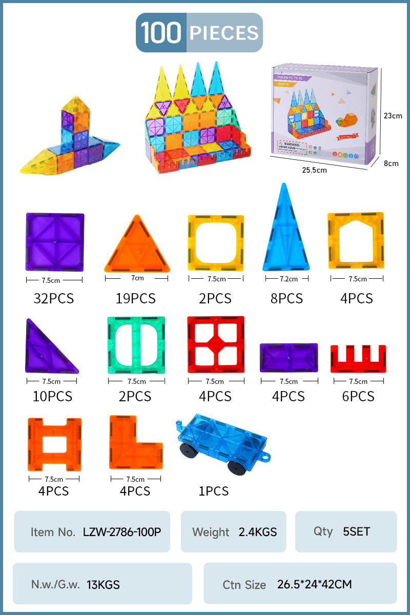 Nuevas baldosas magnéticas con forma de estrella y superficie de diamante para niños y niñas de 3 a 7 años, juguetes educativos para niños, bloques de construcción magnéticos.