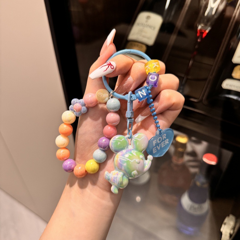 Acrílico galvanizado Mickey Mouse colgante llavero colgante colorido beaded pulsera mochila colgante decoración regalo