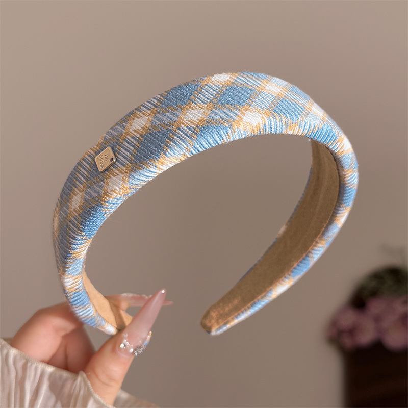 4 # diadema a cuadros azul-3cm