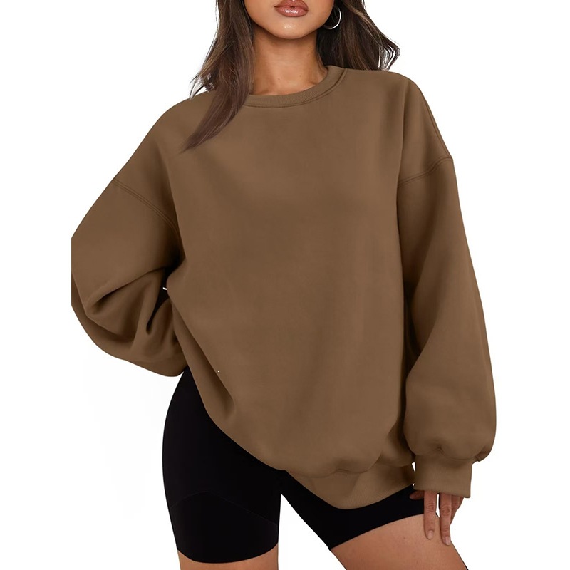 Cross-border spring, autumn, and winter unisex loose-fit sports crew neck sweatshirt, pullover sweatshirt, long-sleeve fleece-lined casual top