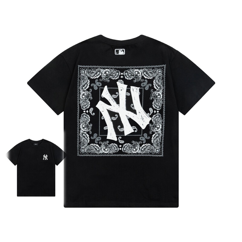 クロスボーダー MLB&NY ベーシックプリント高品質レディース T メンズ半袖コレクション共同ブランドの純綿通気性ボトリングシャツ|undefined