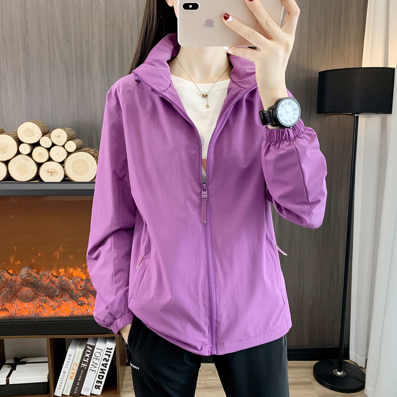 Primavera y otoño al aire libre chaqueta de mujer nylon cuatro caras bala única malla ventilada chaqueta con capuchón a prueba de viento puede imprimir LOGO image 10