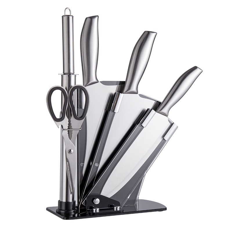 Inventario al por mayor de acero inoxidable 6 piezas cuchillo de cocina conjunto de seis puntos cuchillo de soldadura mango sándwich de seis piezas cuchillo de cocina