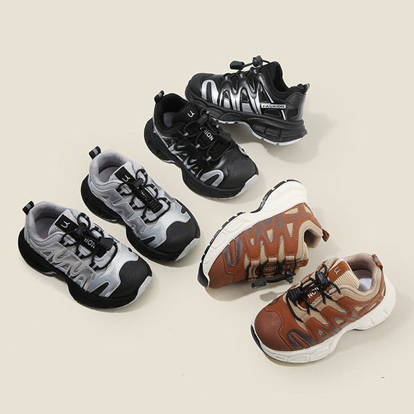 男童运动鞋儿童皮面老爹鞋秋季新款宝宝鞋子时尚百搭女童跑步鞋潮