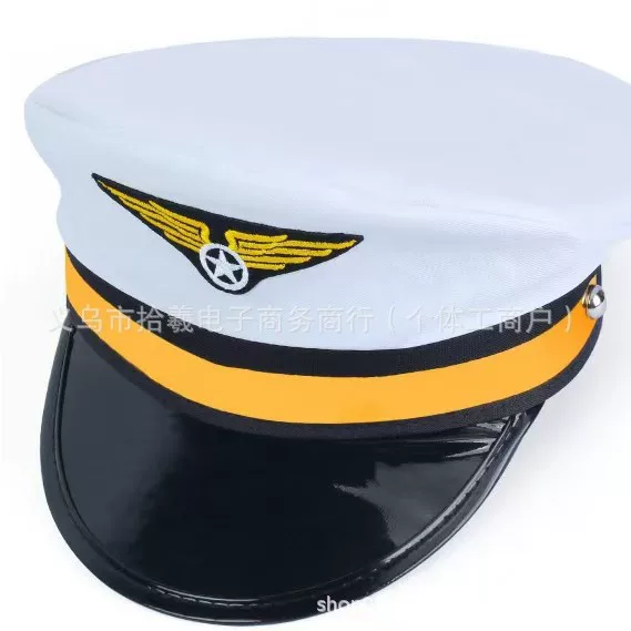 Halloween cross-border flight cap, flat-top captain's hat, adult and children's role-playing accessory, European and American police hat