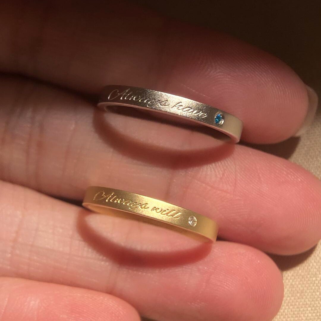 English Sapphire Diamond-Encrusted Couple Rings for Men and Women, Niche Design Brushed Zircon Rings, Qixi Festival Light Luxury