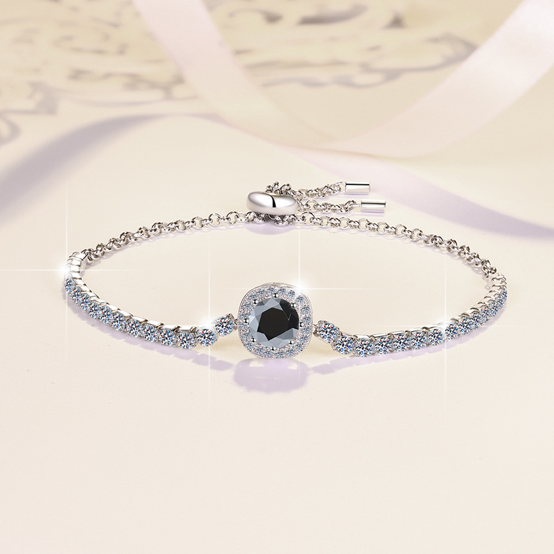 S925 Pulsera de plata esterlina Pulsera de moissanita de color para mujer Pulsera Gypsophila Fabricante transfronterizo Joyería al por mayor