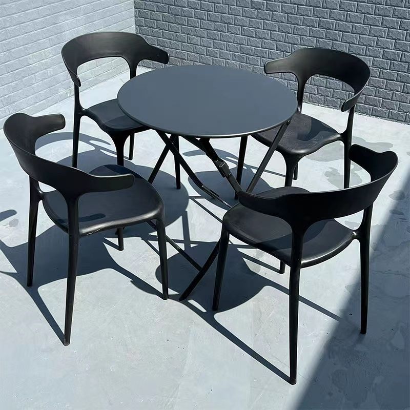 의자 4개 + 60cm 탄소강 접이식 원형 테이블