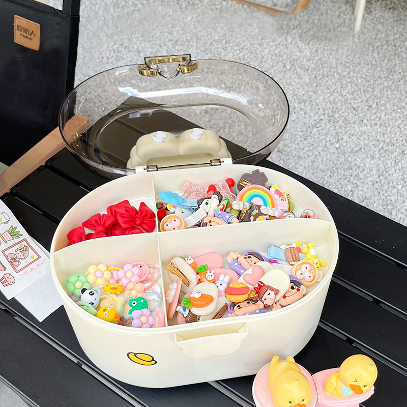 Caja de almacenamiento de joyas para niñas a prueba de polvo clips horquillas accesorios infantiles diseño lindo