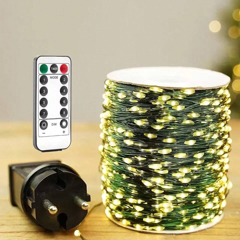 クリスマスツリーライトストリングロールダークグリーン銅線ライトエクストラロングLEDライトストリップクリスマスベビーブレス防水カラーライト|undefined